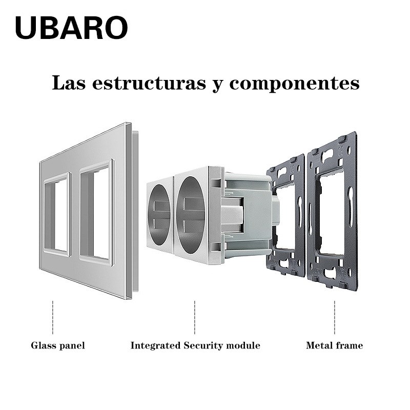 欧规智能嵌入式墙壁插座钢化玻璃开关面板墙插与触摸开关组合