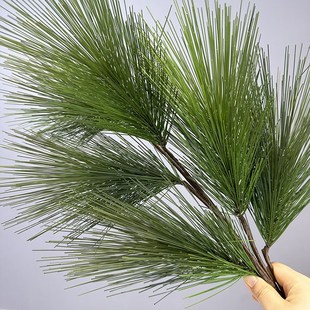 仿真松树枝带果假松枝景观松针黑松柏枝叶迎客松圣诞树大马尾松