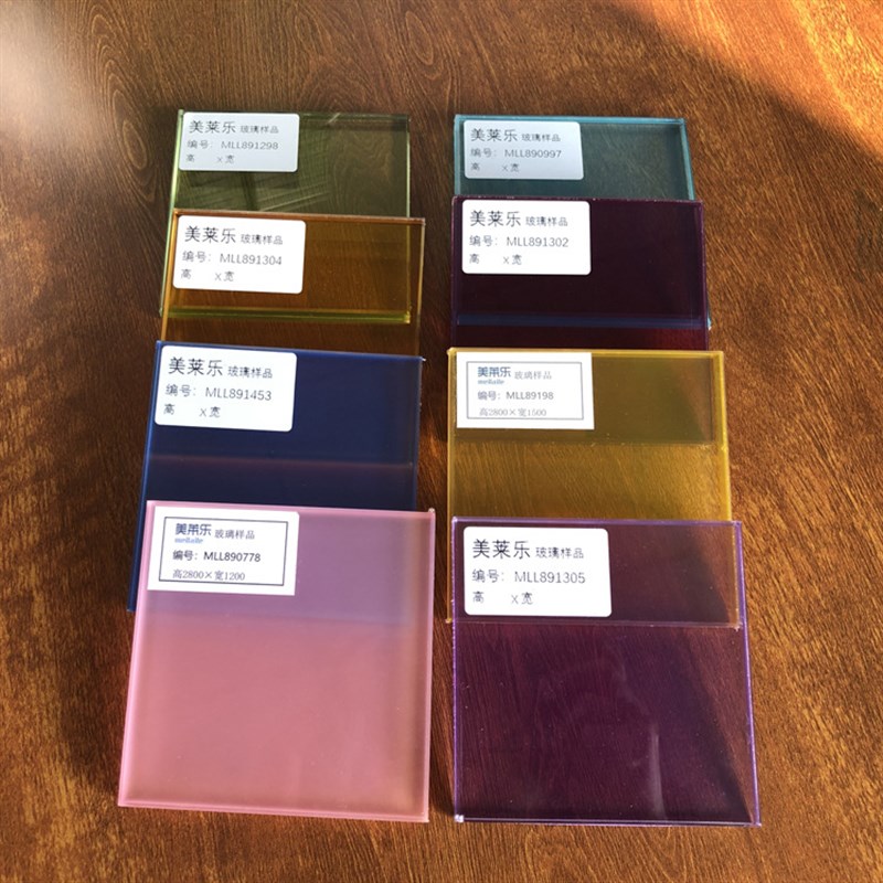 彩色夹胶玻璃 橙色绿色蓝色红色夹层玻璃工程加工广州