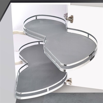 转角拉篮厨房橱柜双层小怪物飞碟收纳旋转置物架内置碗篮拐角拉篮