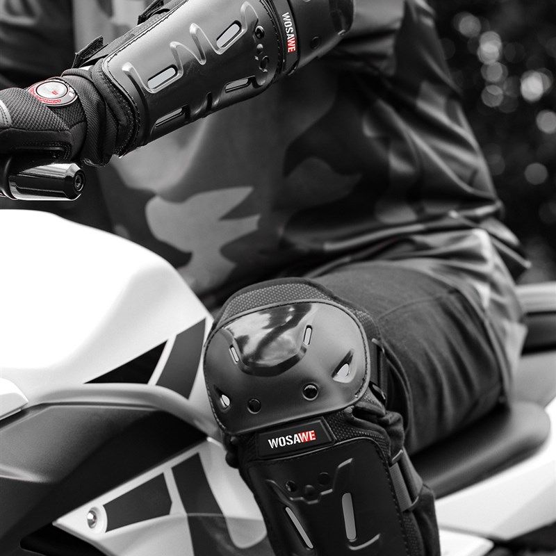 WOSAWE越野摩托车轮滑长护肘护膝赛车防护装备护具防护护腿四件套
