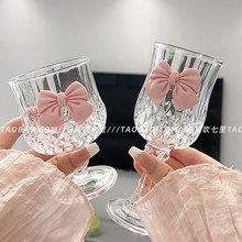 玻璃热红酒杯高颜值喝果酒杯子家用香槟杯女生可爱矮高脚杯轻奢风