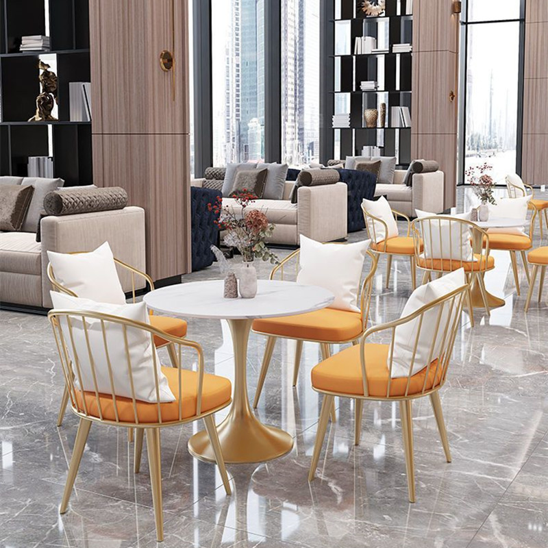 售楼处会客休息区洽谈桌椅组合咖啡厅奶茶店桌椅网红休闲圆桌椅子