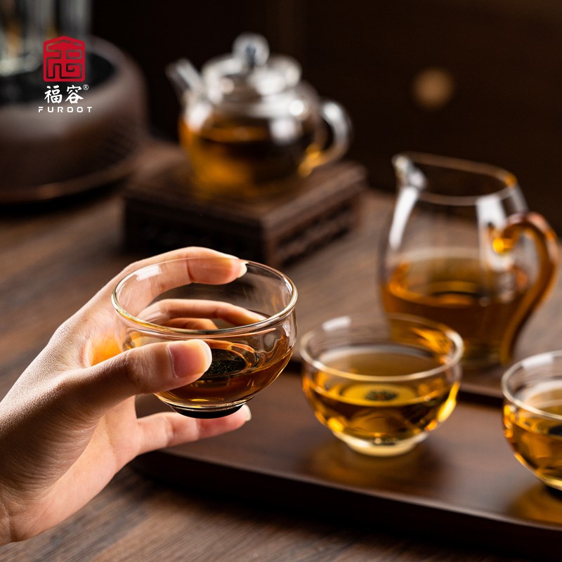 福容金谷杯高硼硅玻璃杯家用单客杯喝茶杯防烫耐热品茗杯功夫茶具