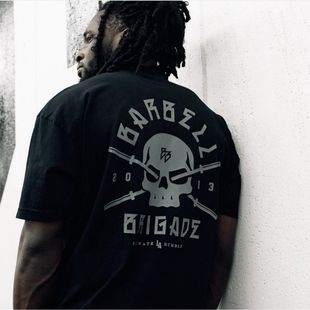 BARBELL美式健身短袖男女训练户外跑步运动休闲上衣印花棉质T恤