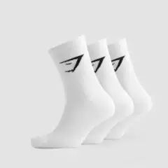 In Stock Gymshark Crewsocks (3Pk) Men's and Women's Sports Fitness Socks, 3 Pairs Per Pack, No Returns or Exchanges