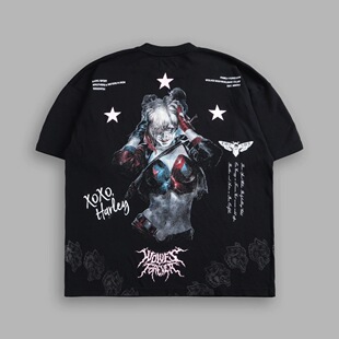 DARCSPORT狼头哈莉奎茵短袖男女美式运动休闲宽松印花圆领棉质T恤