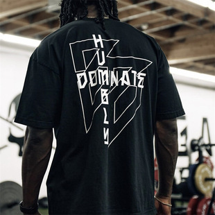 BARBELL新款字母印花短袖T恤男士美式运动健身休闲宽松棉质半袖