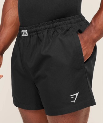 现货Gymshark全精梳格子布短裤男健身运动耐磨无弹全棉运动四分裤