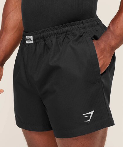 现货Gymshark全精梳格子布短裤男健身运动耐磨无弹全棉运动四分裤