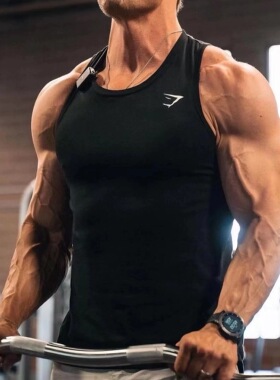 GYMSHARK CRITICAL健身背心男士修身高弹性棉质运动健身无袖t恤