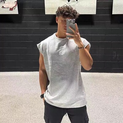 超帅GYMSHARK飞机袖坎肩刺绣标