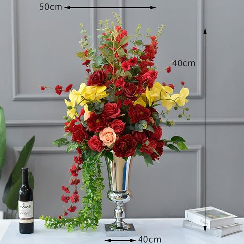 假花仿真花轻奢高档酒店大堂前台桌花客厅商场桌面摆台装饰花艺