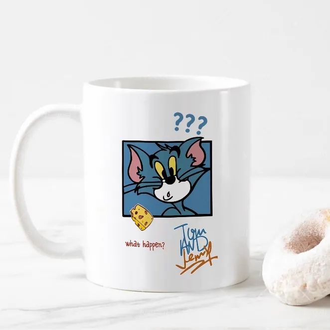 Tom and Jerry疑惑的汤姆周边陶瓷马克杯猫和老鼠喝水杯礼物