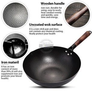 cast wok Pure General NoHn pan coated Konco Pot Iron iron