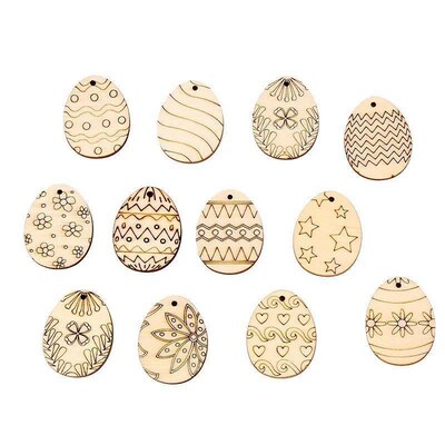 25Pcs Mini Wooden Egg Confetti HollowedK Easter Hanging Craf