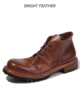 英伦风马丁靴男款工装靴男靴复古马皮皮鞋男士中帮靴子真皮沙漠鞋