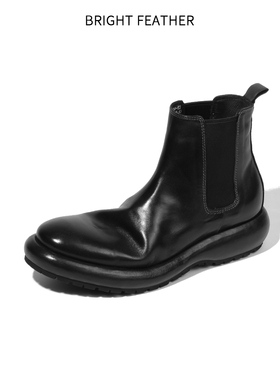 马皮切尔西靴男款英伦风短靴厚底2025秋冬复古一脚蹬高帮皮鞋真皮