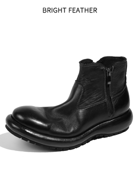 马皮切尔西靴男款双拉链真皮马丁短靴商务休闲手工皮鞋复古秋冬季