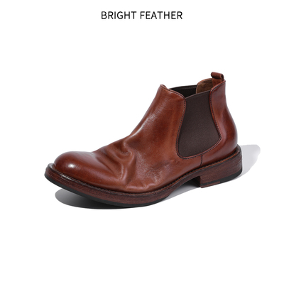 英伦风马皮皮鞋高帮一脚蹬短靴子