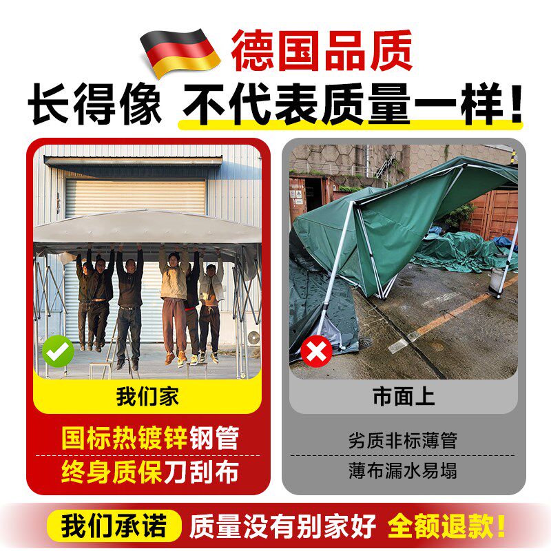 大型推拉雨棚伸缩式移动蓬室外遮阳棚防违建户外汽车停Z车活动帐