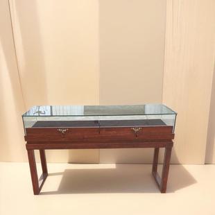 纯实木中式复古珠宝文玩古董首饰展柜玉器博物馆玻璃饰品展示柜台