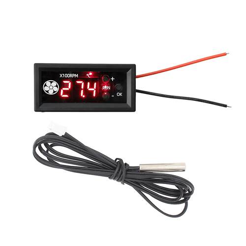 4线PWM风扇温控调速器数显温度转速可关停直流电压四线版 X100RPM