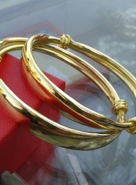 纯紫铜黄铜手镯推拉实心活扣手镯男女款铜镯子铜手圈铜手环铜饰品