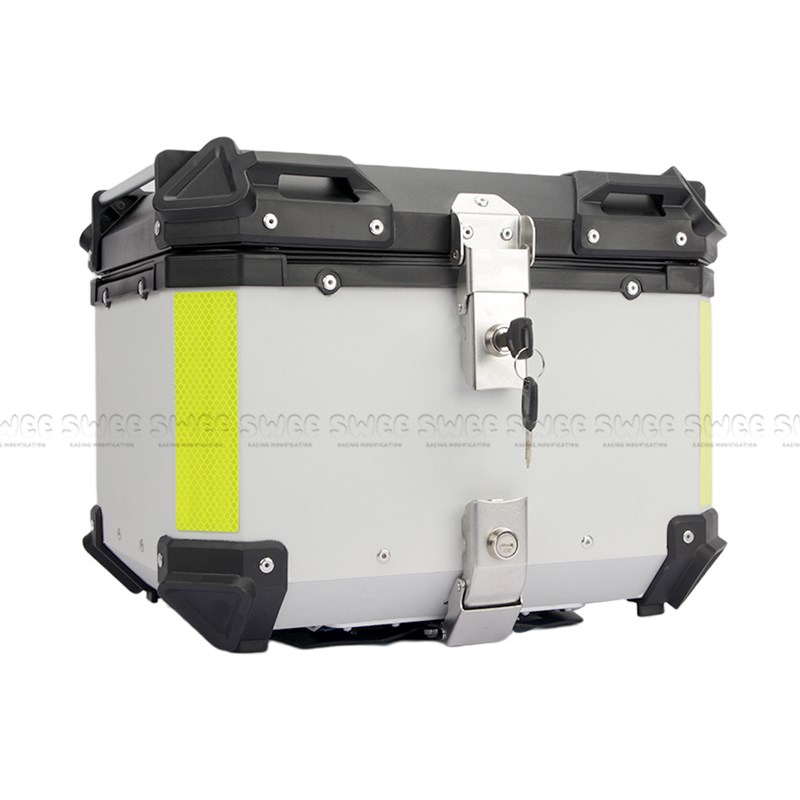 新款摩托车后尾箱45L铝合金珍珠白快拆尾箱电动车收納箱后备箱