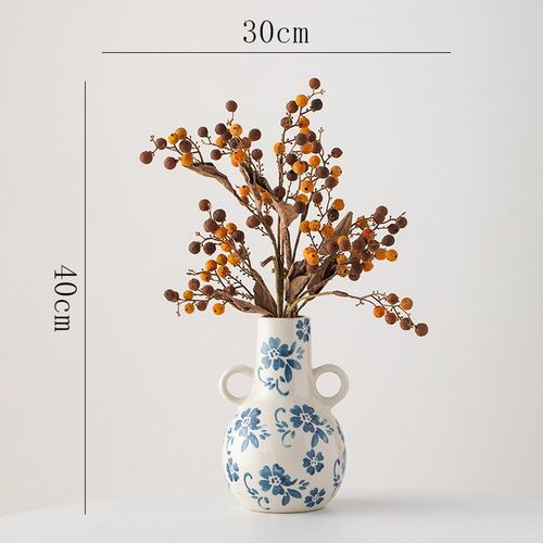 蜀门新中式青花瓷陶瓷花瓶装饰干花花瓶客厅插花桌面玄关摆件花器