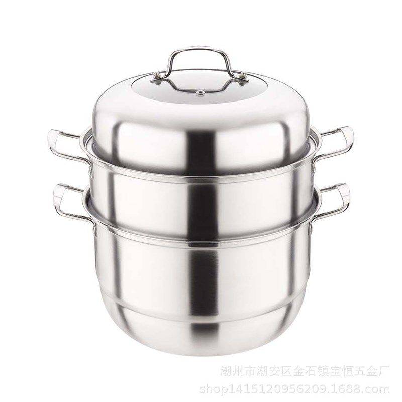 厂家直销加厚不锈钢欧式双层三层多用汤蒸锅促销礼品跨境锅
