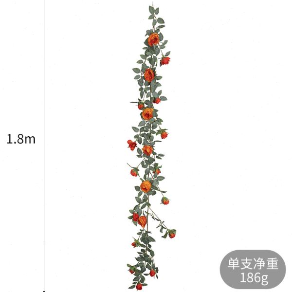 仿真花藤婚庆花墙制作1.8米奥斯汀玫瑰藤蔓 家居直播间背景墙装饰