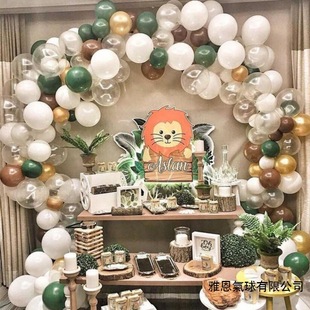 复古绿色气球链套装 饰品圆形 开业气球拱花环套装 派对生日结婚装