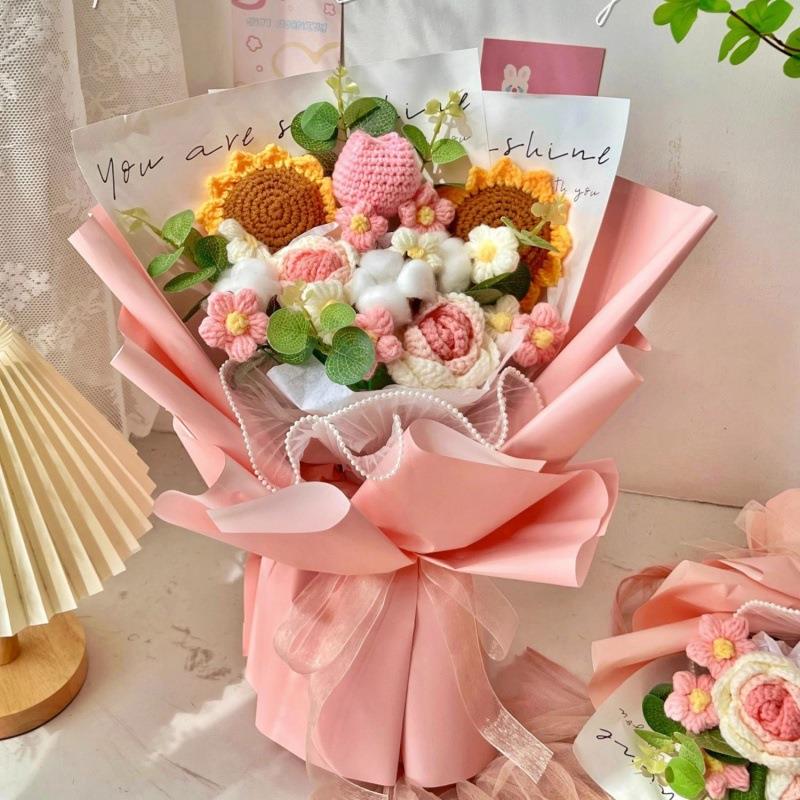 大束针织毛线花束成品创意女神玫瑰妇女节送女友闺蜜朋友生日