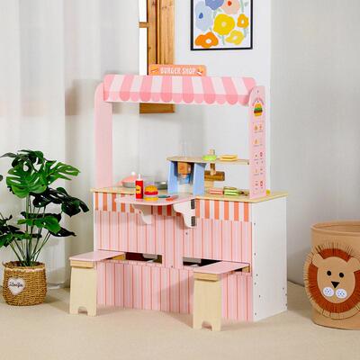 儿童仿真汉堡店过家家模拟经营小吃店售卖部小卖部汉堡包薯条玩具