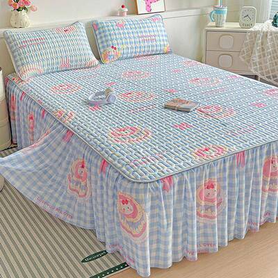 夏季乳胶凉席三件套床裙款加厚床单单件床上冰丝空调软席子可水洗