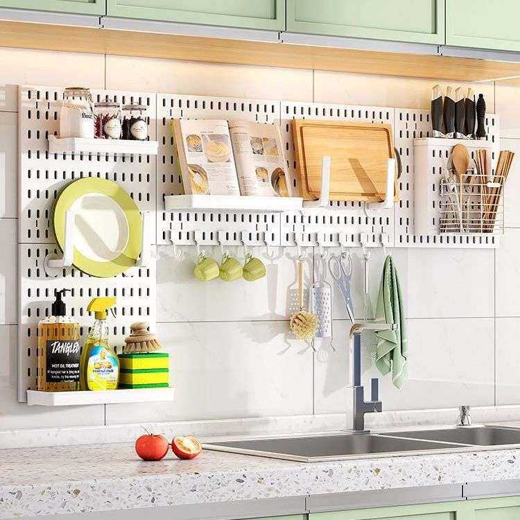 厨房免打孔洞洞板置物架家用DIY创意整理架客厅玄关壁挂板装饰架