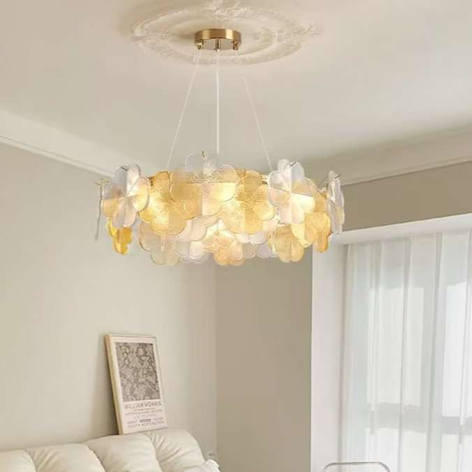 法式浪漫花朵水晶吊灯美式轻奢客厅餐厅设计师款女孩卧室护眼灯具