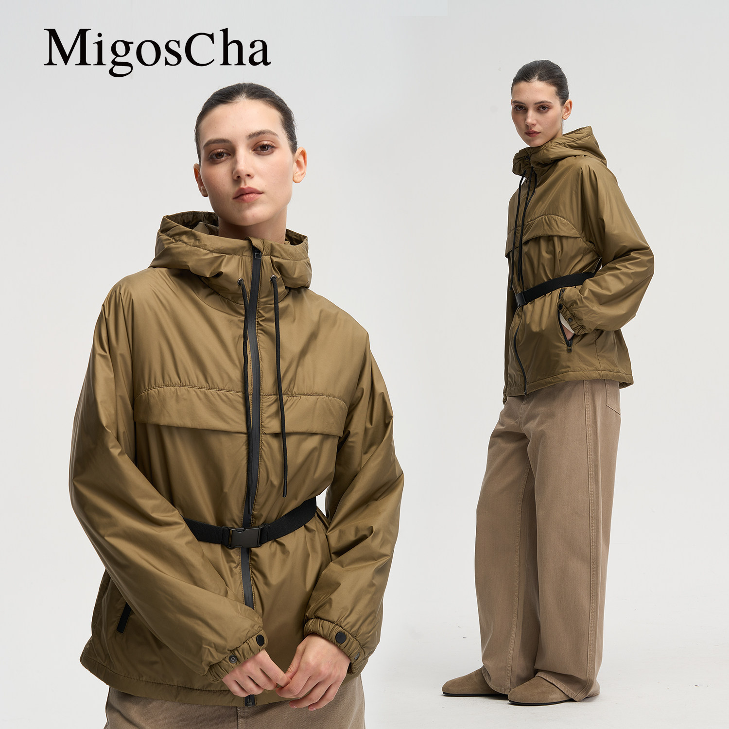 migoscha 户外连帽轻盈保暖Octa仿生填充系腰休闲夹克外套