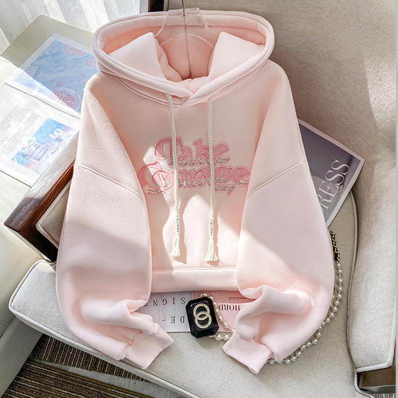 粉色连帽卫衣女士2024早秋新款洋气刺绣大码宽松慵懒加绒休闲外套,孕妇装/孕产妇用品/营养,孕妇瑜伽背心/T恤,淘宝优惠券,粉丝福利购,淘宝优惠卷