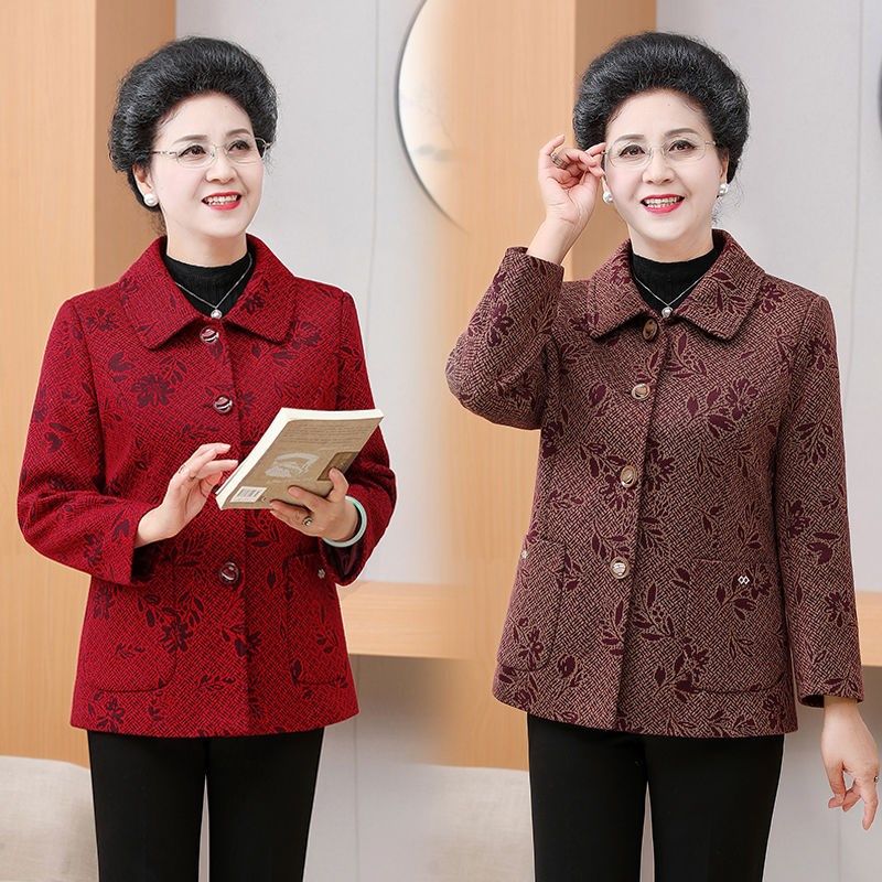 中老年人女装春款外套夹克套装妈妈上衣老太太衣服奶奶春装薄款