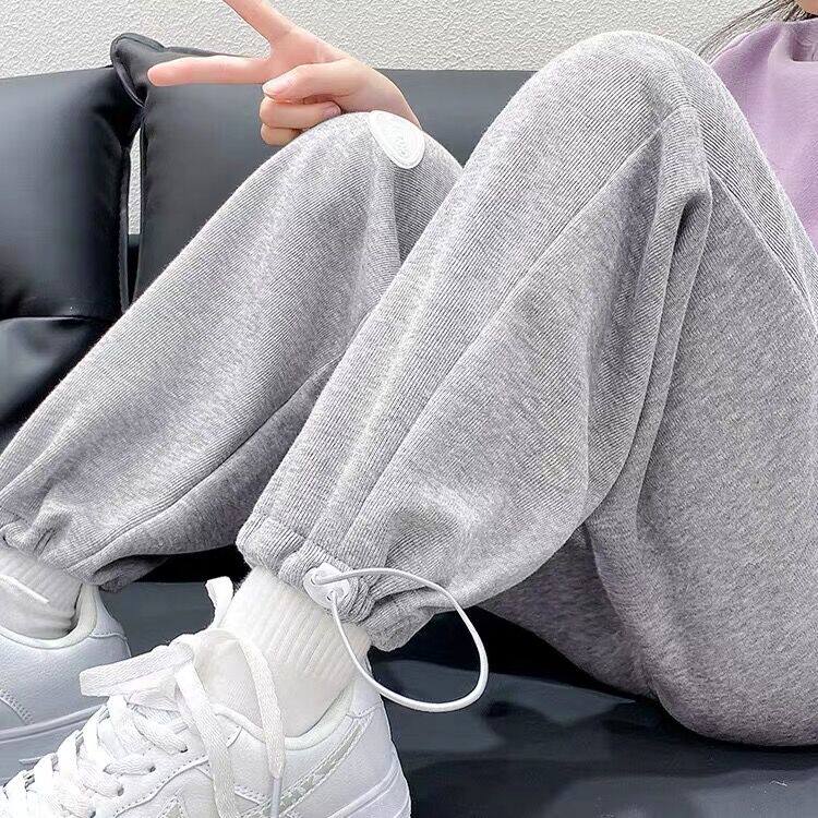 女童春款运动裤春秋加绒裤子加厚儿童休闲裤女大童秋冬阔腿裤卫裤