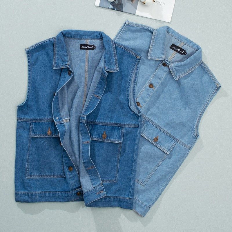 日系复古中性风!夏季男士情侣工装大口袋无袖牛仔背心马甲坎肩,男装,常规马甲,淘宝优惠券,粉丝福利购,淘宝优惠卷