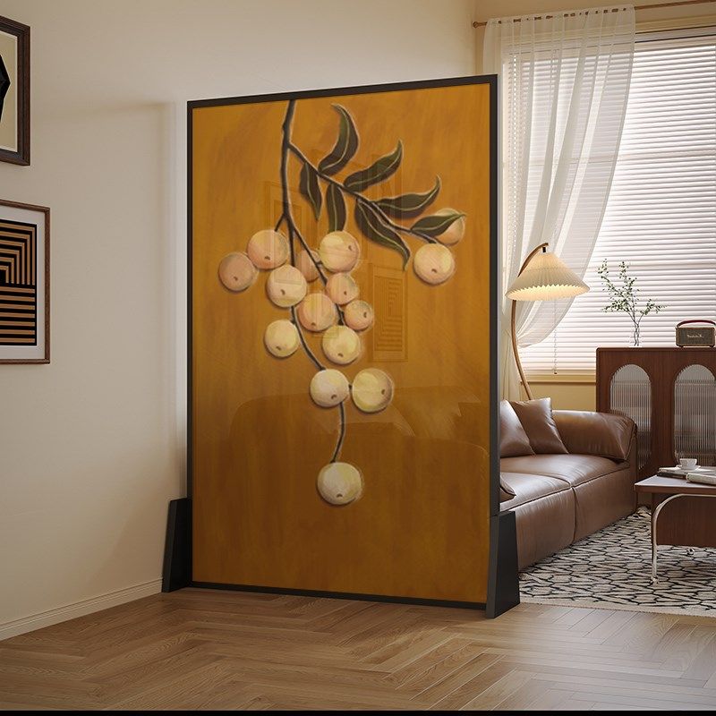 美式法式混搭现代简约实木屏风隔断装饰客厅玄关抽象复古移动座屏