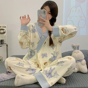 月子服秋冬产后纯棉哺乳期孕妇睡衣冬季加厚可外穿产妇喂奶家居服