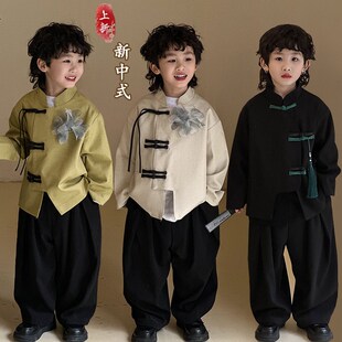 新中式男童唐装套装春秋儿童国风上衣小童男孩汉服中山装西装礼服