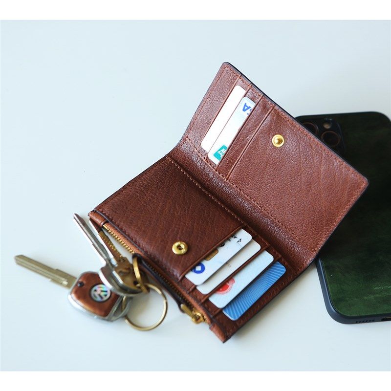 真皮迷你轻薄女生零钱包汽车钥匙复古文艺设计多卡位便携款小钱夹