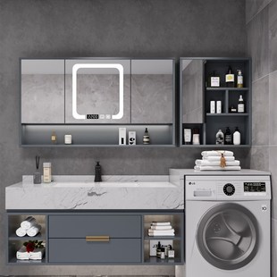 阳台洗衣机一体柜伴侣卫生间洗漱台岩板浴室柜洗手洗脸池盆柜组合