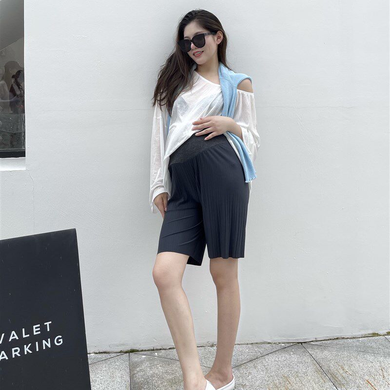 PEIPEI孕妇装短款竖纹夏天宽松半身裙孕妇裤外穿薄款垂感小个子夏