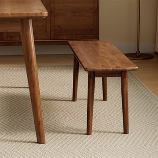 北欧全实木长条方凳家用餐桌凳客厅板凳新中式黑胡桃色长椅换鞋凳